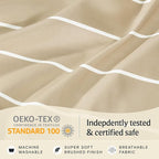 LuxClub 4 PC Queen Size Sheet Set Bed Sheets, Breathable Luxury Deep Pockets Wrinkle Free Cooling Sheets Machine Washable Hotel Bedding (Queen, Striped Cream)