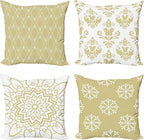 Ambesonne Retro Throw Pillow Cushion Case Pack of 4, Trellis Grid Medieval Floral Damask Mandala Flower Ornament in Modern Monochrome, Modern Accent Double-Sided Digital Printing, 18", Pale Khaki
