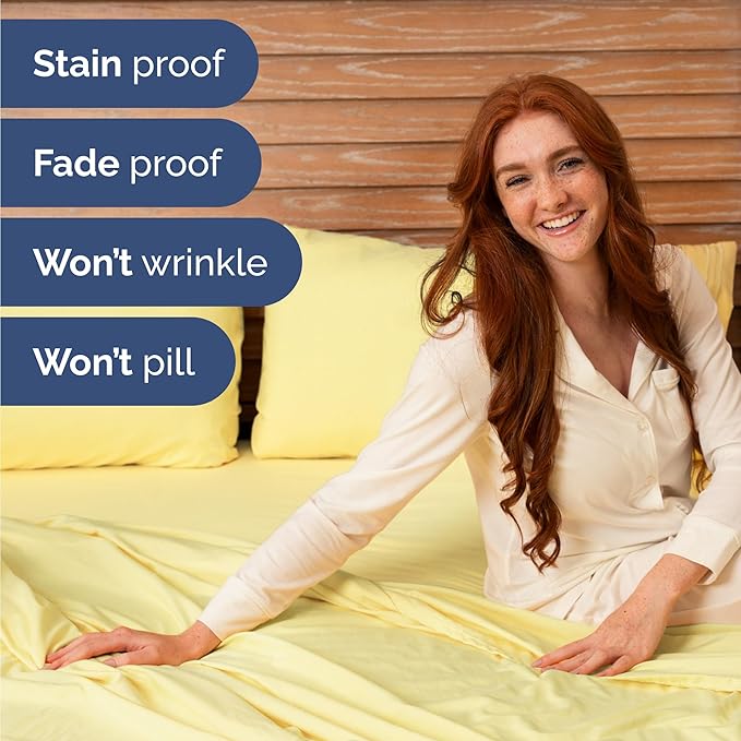 Twin Size 3 Piece Sheet Set - Comfy Breathable & Cooling Bed Sheets Set - Hotel Luxury Bedding for Women, Men, Kids, Teens, Boys & Girls - Deep Pockets, Ultra-Soft, Wrinkle Free - Oeko-Tex - Yellow