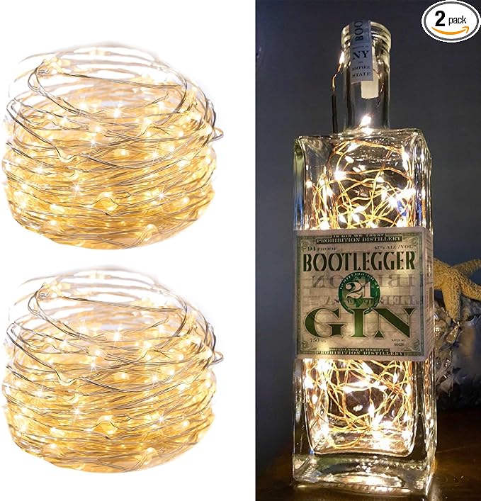 2Pack Fairy Lights Plug in, 33Ft 100 LEDs Waterproof Silver Wire Firefly Lights, Adaptor Included, Starry String Lights for Wedding Indoor Outdoor Christmas Patio Garden Decoration, Warm White