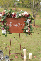 Artificial Flower Box Set Silk Fake Flowers for DIY Wedding Hand Bouquet Flower Arrangement Bouquet Centerpiece Decorations Baby Shower Party Home Decorations (Burgundy)