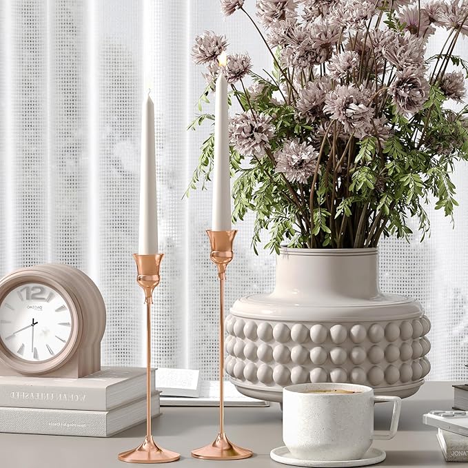 Candlestick Holders Rose Gold, 6 Packs Taper Candle Holder for Candlesticks, Candle Sticks Holder Decor for Home Decor
