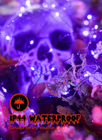 5 Pack Fairy Lights Battery Operated, 7 Feet 20 Led String Lights with Timer, Waterproof Firefly Lights for Party Haunted House Indoor Outdoor Halloween Decorations, 6 Hours on/18 Hours Off, Purple