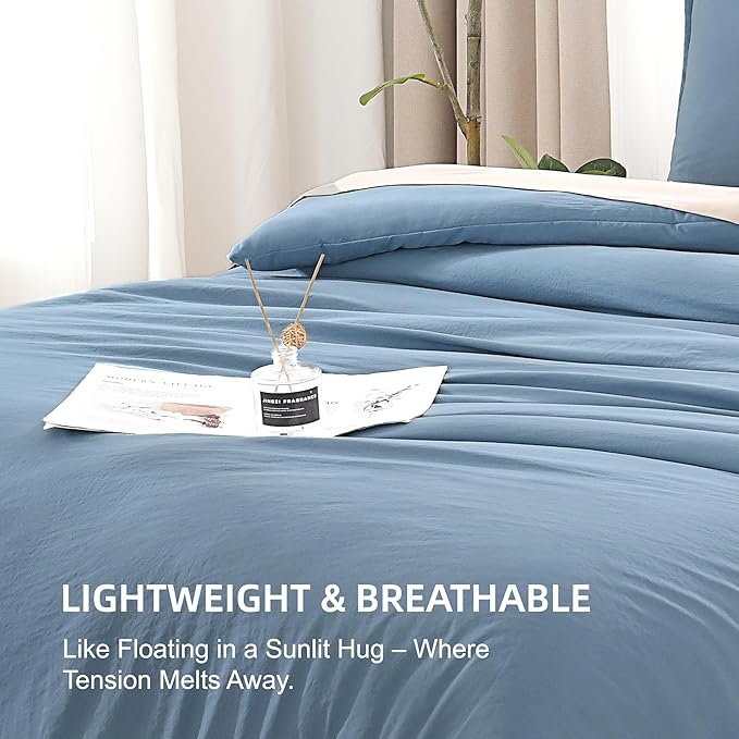 Litanika Grayish Blue Comforter Set Twin/Twin XL Size, 2 Pieces Lightweight Solid Bedding Comforter Set, All Season Fluffy Bed Set (66x90In Comforter & 1 Pillowcase)