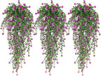 RECUTMS Artificial Fake Hanging Eucalyptus Plants Vine Hanging Plant Outdoor UV Resistant Plastic Plants Artificial Greenery for Bedroom Wall Decor Wedding Party Room Aesthetic Stuff(Fuchsia)