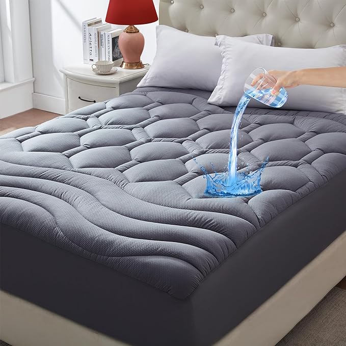 Twin XL Mattress Pad Waterproof, Soft Cooling Mattress Topper for College Dorm, Extra Long Twin Mattress Cover Protector Washable, Deep Pocket 8-21" (39x80 inch, Grey)