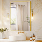 Bathroom Vanity Mirror for Wall, 36" x 24" Metal Framed Rectangular Bathroom Wall Mirror for Over Sink, HD Shatterproof Glass, Hangs Horizontally or Vertically(Gold)