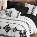 MaiRêve Embroidery Comforter Set Queen Size - 7 Piece, White Boho Western Bedding All Season Bed in A Bag, Farmhouse Queen Comforter Set with Sheets, Pillowcases & Shams