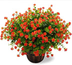 Artificial Mums Fall Flowers for Outdoors Fake Plants, 16 Bundles Faux Eucalyptus Flower Plants UV Resistant No Fade Faux Shrubs Home Garden Thanksgiving Porch Patio Autumn Decoration