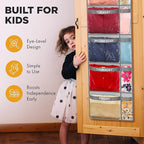 Over the Door Weekly Clothes Organizer - 5 Shelf Hanging Closet Storage with Day of the Week Labels - Weekly Clothes Organizer For Kids - Space-Saving Over Door or Wall Hanging Organizer (Grey)