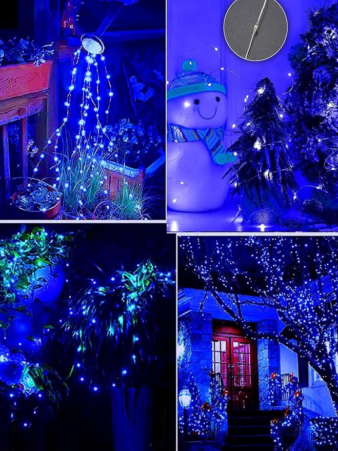 4 Pack 100 LED Fairy Lights Battery Operated with Remote, 33FT Waterproof Twinkle Lights with Timer & 8 Modes, Fairy String Lights Outdoor Indoor for Bedroom Classroom DIY Christmas Decor (Blue)
