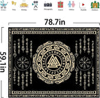 OSUNBD Viking Tapestry Meditation Runes Ancient Art Norse Mythology Flannel Tapestry Vegvisir Symbol Amulet Wall Hanging Art Hanging Decor Large Size 78.7”x59.1” for Bedroom Living Room Dorm