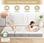Folding Mattress, 6 Inch Memory Foam Tri-fold Mattress with Breathable & Washable Bamboo Fiber Fabric Cover, Foldable Guest Bed for Camping, Road Trip, Queen