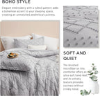 Bedsure Queen Comforter Set - Light Grey Comforter, Boho Tufted Shabby Chic Bedding for Kids, 3 Pieces Vintage Farmhouse Bed Set for All Seasons, Fluffy Soft Bedding with 2 Pillow Shams