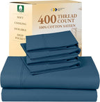 California Design Den 6-Pc King Size Sheet Set with 4 Pillowcases - Soft 400 Thread Count 100% Cotton Sheets, Cooling Sateen Weave, Luxury Deep Pocket Bedsheets Set - Peacock Blue