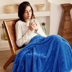 Exclusivo Mezcla Plush Fuzzy Fleece Bed Blanket King Size, Super Soft, Fluffy and Warm Blankets, Suitable for All Seasons (Cobalt Blue, 90x104 Inches)