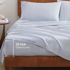 LANE LINEN 100% Organic Cotton Full Sheets Set Soft & Comfy Percale Long Staple Soft Bedding Breathable Fully Elasticized Mercerized Printed Cotton Full Size Set - Polka Dot