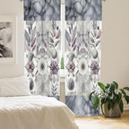 Ambesonne Geometric Floral Window Curtains, Classic Marble Print Ornate Leafy Flowers and Futurist Stripes, Lightweight Decor 2-Panel Set with Rod Pocket, Pair of - 28" x 95", Ceil Blue Laurel Green
