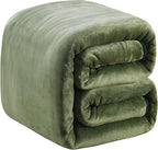 Fleece Blanket Queen Size 350GSM Lightweight Throw for The Bed Extra Soft Brush Fabric Super Warm Sofa Blanket 90" x 90"(Green Queen)