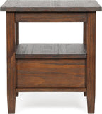 SIMPLIHOME Warm Shaker SOLID WOOD 20 inch Wide Rectangle Transitional End Table in Distressed Charcoal Brown for the Living Room and Bedroom