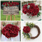 AVIVIHO 65pcs Burgundy Hydrangea Artificial Flowers Bulk (Not Squished, No Steaming Need) Realistic Hydrangeas Silk Flowers with Stems for DIY Project Wedding Party Home Wedding Table Decorations