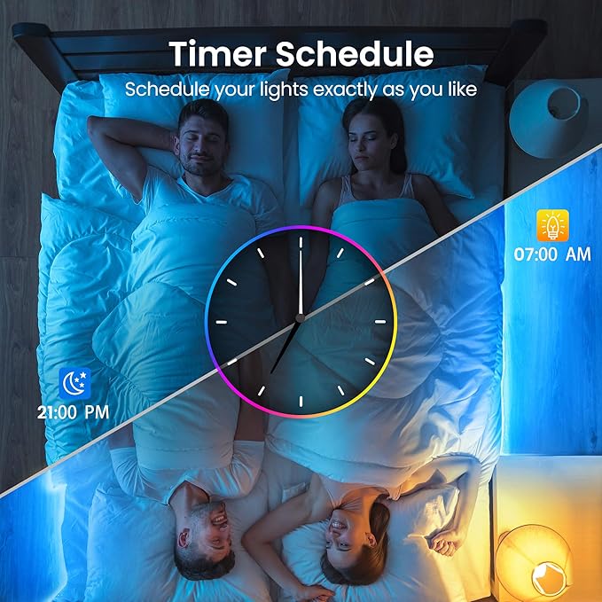 TJOY 50ft Bluetooth LED Strip Lights, SMD5050 Music Sync Tape Lighting, RGB Color Changing Rope Lighting with Remote,Smart APP Control, LED Lights for Bedroom,TV,Room DIY (APP+Remote +Mic/50ftx1)