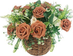 Artificial Rose Flowers 25pcs, Orange Foam Fake Rose Faux Flower for Wedding Bouquets Bridal Shower Centerpieces Floral Arrangements Home Decorations Party Backdrops Table