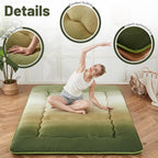 Japanese Floor Mattress, Futon Mattress with Portable Storage Bag and Washable Cover, Roll Up Thick Tatami Mat Suitable for Camping, Guest Room (Forest Gradient, Full)