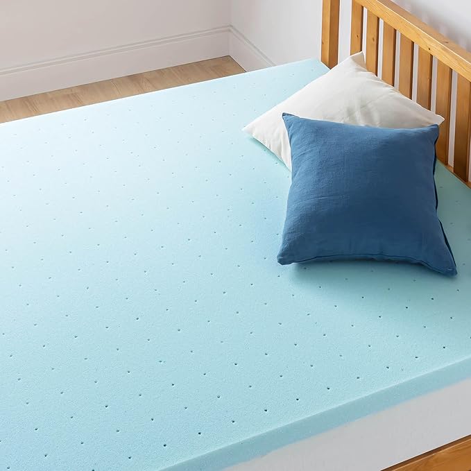 Best Price Mattress 2 Inch Ventilated Memory Foam Mattress Topper, Cooling Gel Infusion, Dorm Essentials, Queen