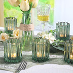 6 PCS Votive Candle Holder, Green Glass Candle Holders, Tealight Candle Holder for Wedding Centerpieces Dinner Party Table Decor