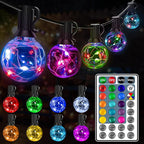 Ollny Christmas Lights 30FT 30Bulbs, RGBW Color Changing Outdoor Light, Plug in Remote Waterproof Shatterproof Timers G40 String Lights for Patio Balcony Porch Camping Deck Yard
