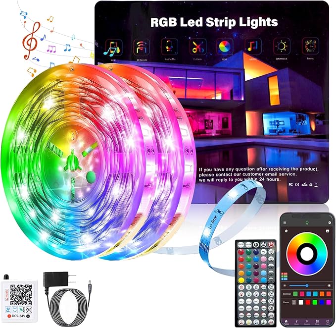 Led Lights for Bedroom 200ft Color Changing RGB Led Strip Lights, DIY Music Sync Led Light Strip with Remote and App Control, Dimmable Led Lights for Room Party Home Cool Things (2 * 100ft)