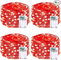 4-Pack Fairy Lights Battery Operated with Timer, 16FT 50 LED Waterproof Starry String Lights Outdoor Indoor Mini Cuttable Lights for Bedroom Home Wedding Christmas Halloween Parties Centerpiece (Red)