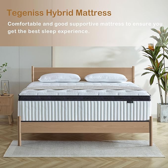 Queen Mattress, 14 Inch Innerspring Hybrid Mattress in a Box with Gel Memory Foam, Individually Wrapped Encased Coil Pocket Spring Mattresses, Pressure Relief, Medium Firm Support, 60"*80"*14"