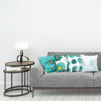 Ambesonne Floral Throw Pillow Cushion Case Pack of 4, Modern Design Flowers in Aquatic Color Palette Cold Toned Leaves Print, Modern Accent Double-Sided Digital Printing, 20", White Turquoise