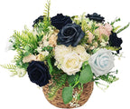 Artificial Fake Flowers 25pcs Roses, Shade of Blue Foam Rose Faux Flower for DIY Wedding Bouquets Bridal Shower Centerpieces Floral Arrangements Party Tables Home Decorations