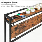 HOOBRO Headboard Queen Size, Headboard with 2 Outlets and 4 USB Ports, Adjustable Height, Storage Rack, Sturdy and Stable, Easy Assembly, Rustic Brown and Black