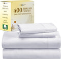 California Design Den Deep Pocket Twin Sheets Set - 400 Thread Count Sateen, Natural 100% Cotton Sheets, Cooling and Durable Bedding Set - Pinstriped