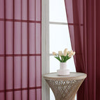 OVZME Burgundy Bedroom Curtains 2 Panel Sets 90 Inch Length, 59 Inch Extra Wide Light Filtering Light Weight Soft Window Treatment Panels for Study Room Living Room Guest Room, 59Wx90L Inches
