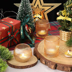 30pcs Assorted Ribbed Gold Votive Candle Holders, Gold Candle Holders for Wedding Table Centerpiece, Tea Light Candle Holder for Bridal Shower, Halloween, Christmas, Brithday and Holiday Decorations