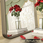 24x32 Bronze Bathroom Mirror, Rounded Rectangle Bronze Frame Mirror, Brushed Bronze Bathroom Vanity Mirror Wall-Mounted, Anti-Rust, Hangs Horizontally or Vertically
