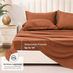Love's cabin Twin Comforter Set Burnt Orange, 5 Pieces Twin Bed in a Bag, All Season Bedding Sets with 1 Comforter, 1 Flat Sheet, 1 Fitted Sheet, 1 Pillowcase and 1 Pillow Sham