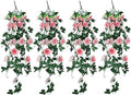 RECUTMS 4PCS Artificial Rose Hanging Flower 32 in Fake Garland for Home Room Garden Wedding Indoor Outdoor Decoration (Champagne)