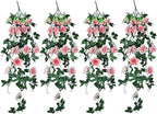 RECUTMS 4PCS Artificial Rose Hanging Flower 32 in Fake Garland for Home Room Garden Wedding Indoor Outdoor Decoration (Champagne)