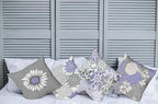 Ambesonne Floral Throw Pillow Cushion Case Pack of 4, Flower Petals Modern Color Palette Chamomile Peony Dahlia and Sunflower Print, Modern Accent Double-Sided Digital Printing, 20", Lavender and Grey
