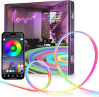 50FT LED Neon Rope Lights, Flexible Led Rope Lights Control with App/Remote, IP67 Outdoor RGB Color Changing Led Neon Lights Waterproof, Music Sync Led Strip Lights for Bedroom Decor