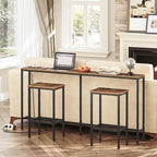 63" Console Table with Power Outlet, Narrow Sofa Industrial Entryway Behind Couch Table with USB Ports for Entryway, Hallway, Foyer, Living Room, Bedroom, Rustic Brown CTHR16E01Z