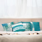 Ambesonne Grunge Throw Pillow Cushion Case Pack of 4, Abstract Design Simplistic Minimal Stripes Brushstrokes Contemporary, Modern Accent Double-Sided Digital Printing, 18", Teal Blue and Mint Green