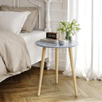 Apicizon Round Side Table, Blue Grey End Table for Small Spaces, Nursery Round Side Table Small Bedside Table Living Room, Bedroom, 16.5 x 20.5 Inches