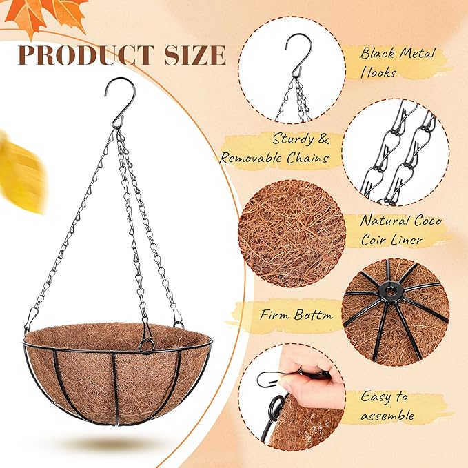 3 Set Artificial Fake Fall Hanging Flowers Plants Basket Outdoors Faux Hanging Baskets with Fall Flowers UV Resistant for Outside Yard Patio Garden Balcony Patio Porch Autumn Decor